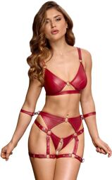 Ensemble Rouge effet cuir Rouge