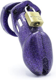 Cage de chasteté CB-6000 avec finition pailletée violet