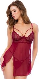 Nuisette et string couleur framboise Rose