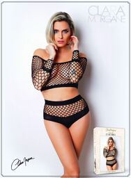 Ensemble 2 pièces résille grosse maille - Le Numéro 1 Noir