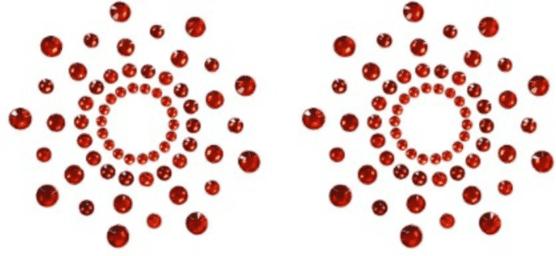 Paire de cache tétons adhésifs strass rouge
