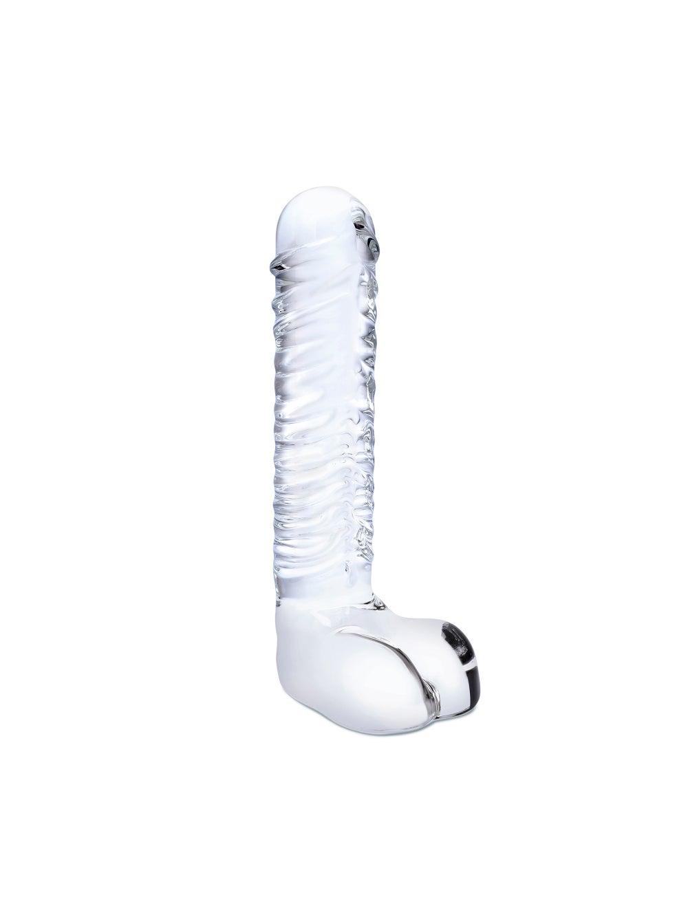 Gode en Verre avec Testicules Realistic Ribbed