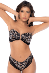 Mapalé Bikini Bandeau Léopard avec Dentelle