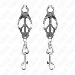 pinces à tétons trèfle japonais avec crochets argent