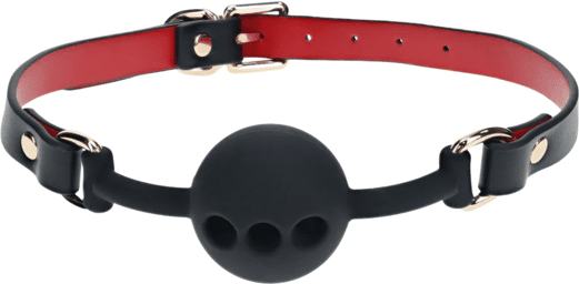 Bâillon Boule à Trous en Silicone - Collection Milan - Noir et Rouge