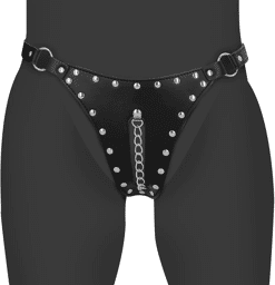 String de Chasteté Cuir PU Chaîne