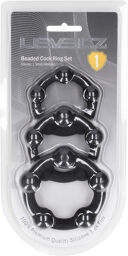 Ensemble de 3 cockrings en silicone perlé - S/M/L - Noir
