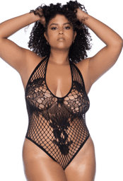 Body string grande taille en résille noir Noir