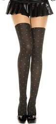 Collant fantaisie effet bas à pois blancs - MH7146BLK Noir