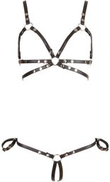 Bikini Bondage Ouvert avec Menottes Noir