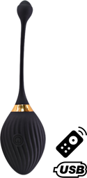 WAVE, Un Œuf vibrant noir USB avec télécommande, dans un silicone médical doux et lisse
