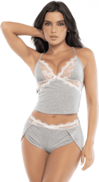 Pyjama 2 pièces, top et short en coton gris Gris