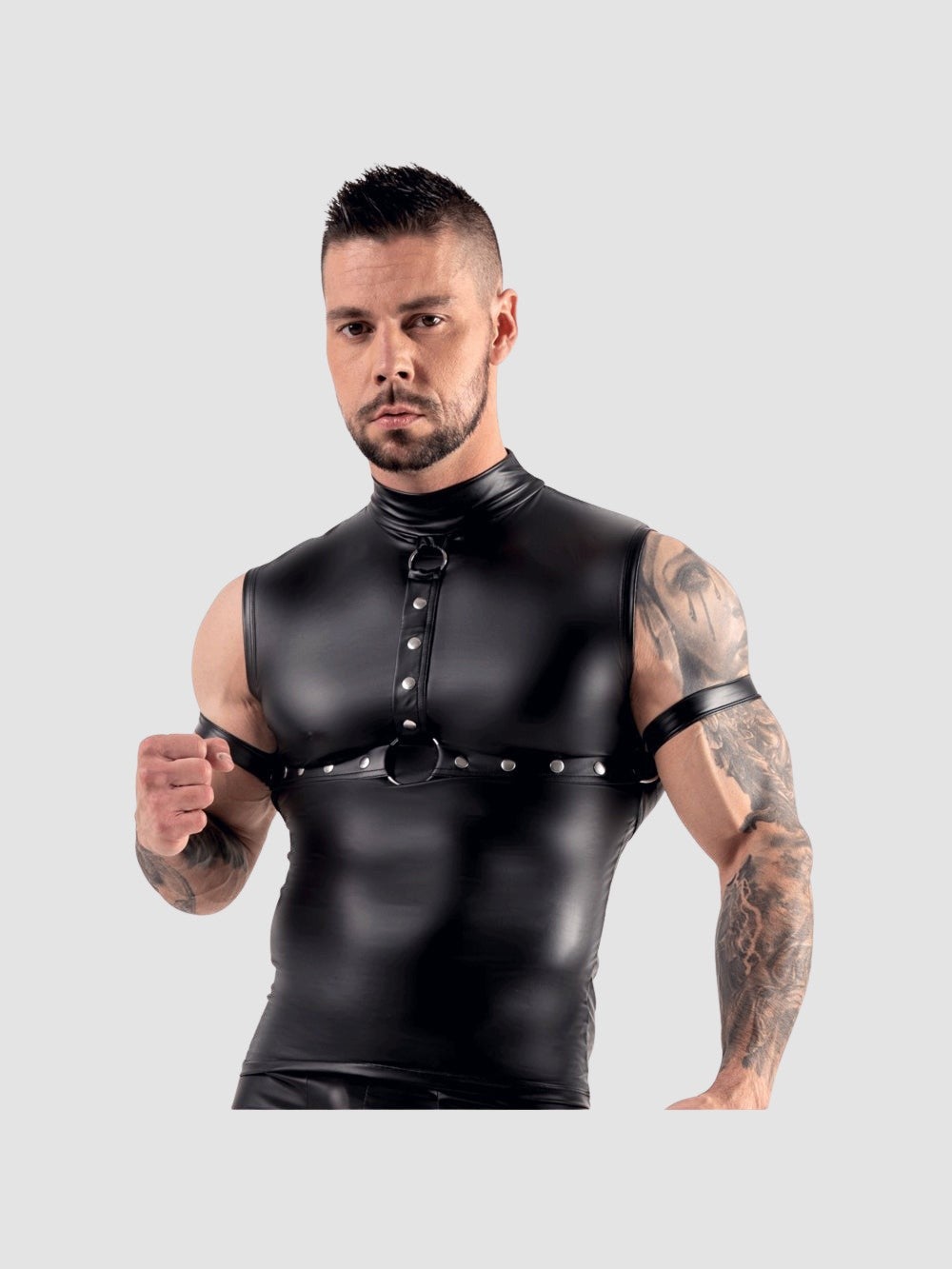Débardeur Col Haut Harnais & Menottes Noir