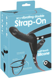Vibromasseur double avec télécommande et harnais en simili cuir