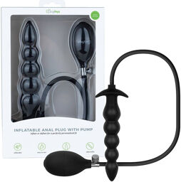 Plug anal gonflable avec pompe 20 cm - noir