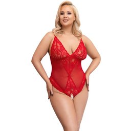 Body ouvert à l'entrejambe - Rouge