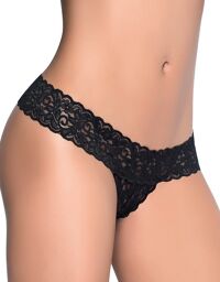 String ouvert brésilien noir en dentelle Noir