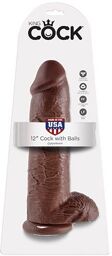 Gode ventouse testicules marron - 30 cm Ø 7 cm