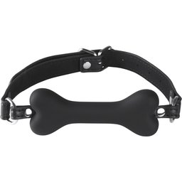 Bâillon Os de Chien en Silicone et Faux Cuir