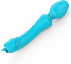 Wand Vibrant avec Langue Magic Head 20cm Turquoise