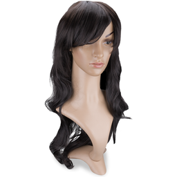 Perruque cheveux brun longs et ondulés