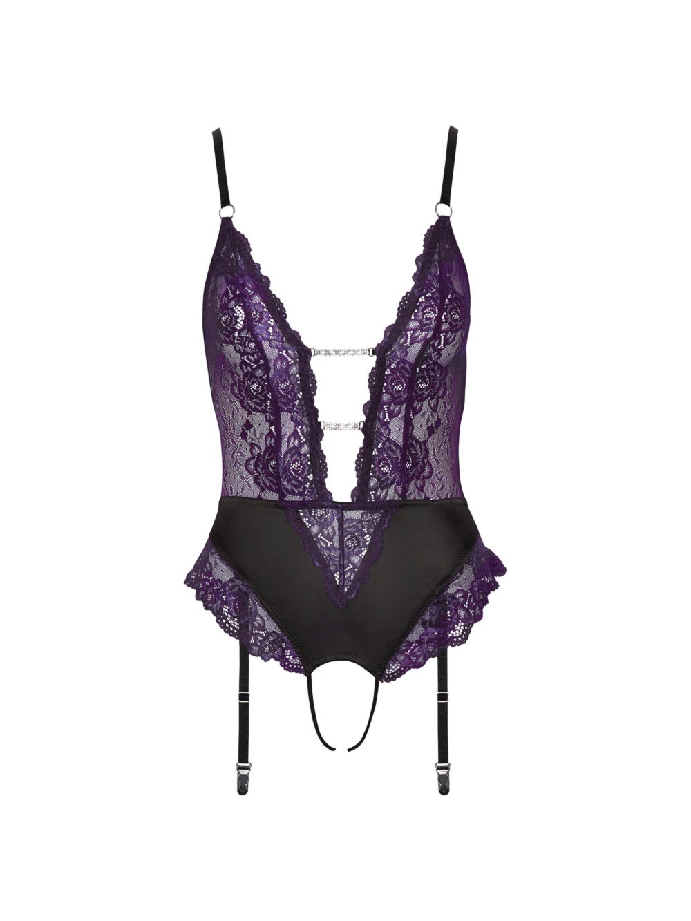 Body ouvert dentelle violet