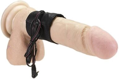 Electro Cockring cuir avec elastique, bi polair