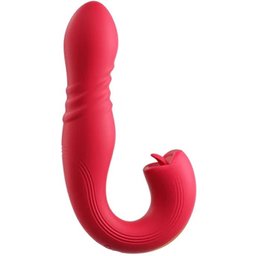 - JOI Thrust 2 Capteur de Pression Contrôlé par App Vibrateur de Point G Poussant et Lécheur de Clitoris avec Langue Rouge