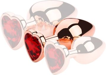 Plug Bijou Anal Gold Heart M 7 x 3.4cm Rouge