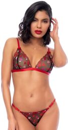 Ensemble 2 pièces noir et rouge à coeurs