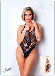 Body effet string sexy noir en résille - Le Numéro 4 Noir