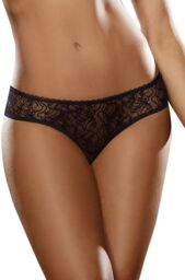 Tanga ouvert noir dentelle avec noeud sur les fesses - DG1300BLK Noir