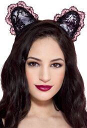 Petite oreilles de chatte en dentelle Noir