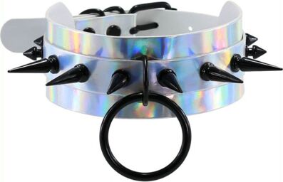 Collier à pointes Strobo Laser Argenté-Noir