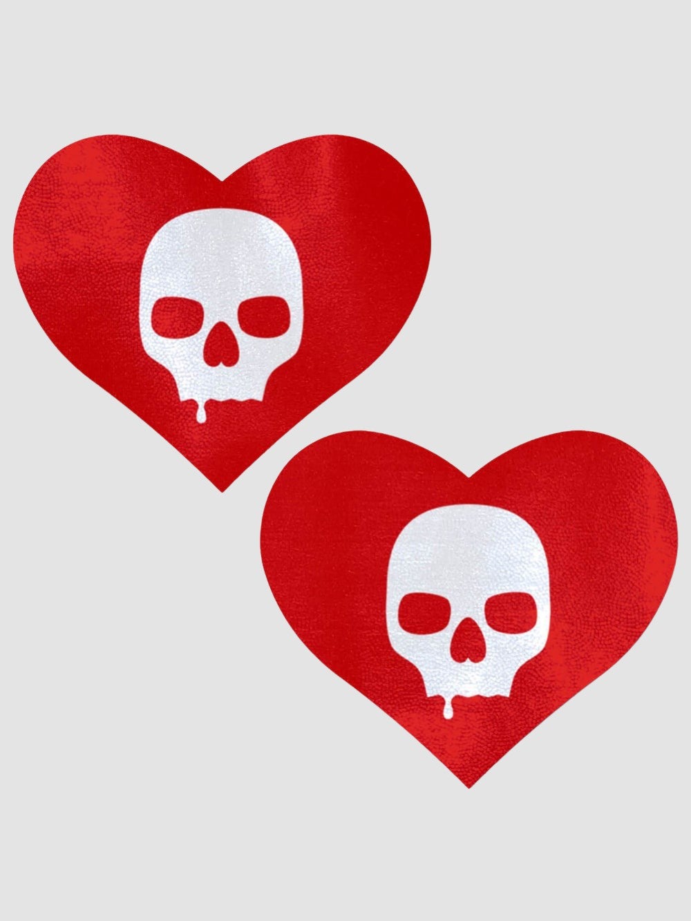 Caches-Tétons Coeur Rouge avec Tête de Mort