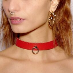 Collier fin anneau Rouge Rouge