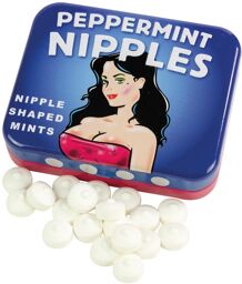 Boite de bonbons à la menthe en forme de seins, sans sucre