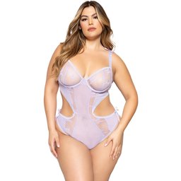 Teddy en Dentelle Florale Lavande Grande Taille
