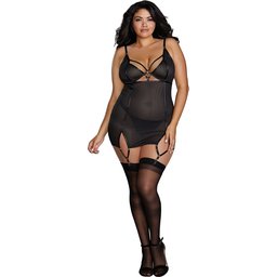 Plus Size Ensemble Porte-Jarretelles Résille