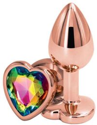 Plug Anal Bijou Coeur Rear Assets Rose Gold Small Arc-en-ciel