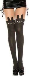 Collant nylon fantaisie opaque noir tête de lapin Noir