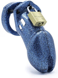 Cage de chasteté CB-6000 avec finition pailletée bleue