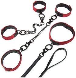 Kit d'Attaches Collier et Menottes 3 Pièces Ruby Rouge