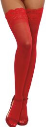 Bas rouges nylon autofixants jarretières dentelle - DG0005RED Rouge