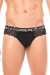 String noir en dentelle délicate Noir