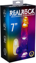 Vibromasseur droit avec ventouse et testicules - 18 cm