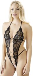 Body string en dentelle noire et bijoux strass