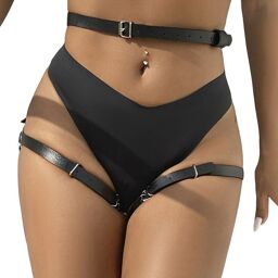 harnais de taille et de jambes en cuir noir