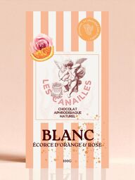 Tablette Aphrodisiaque Chocolat Blanc Écorce D'orange et Rose - 100g
