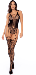 Mapalé Body en résille noire florale avec bas intégrés Noir